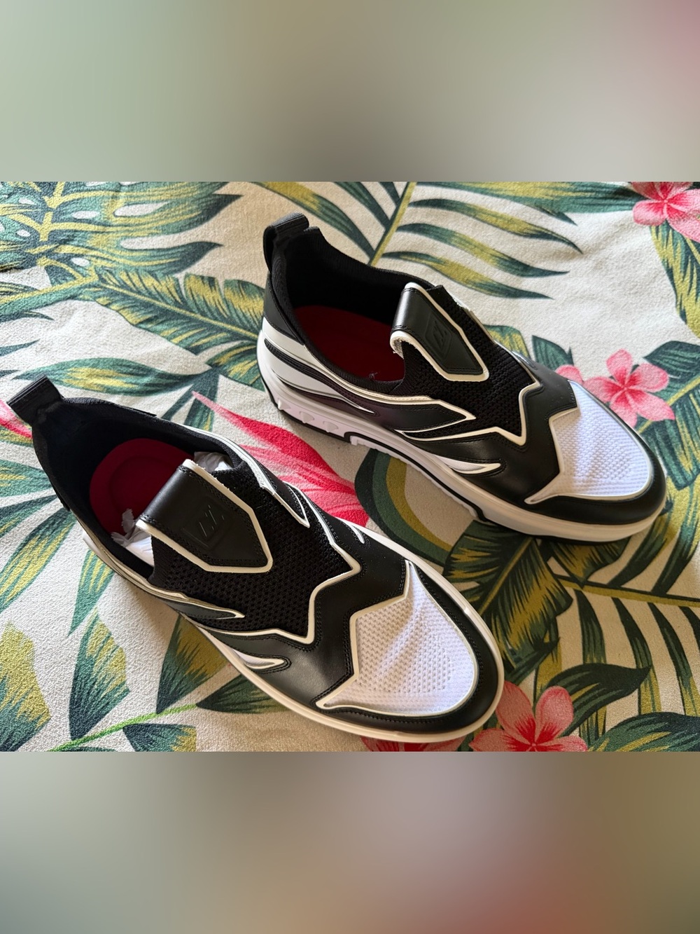Christian Louboutin Black and White Slip-On Sneakers Excellent Condition.